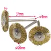15Pcs Brass Brush Steel Wire Wheels Brushes Electric Drill Rotary Tool Polishing Dremel Rotary Tool Metal Rust Removal Brush Set 4