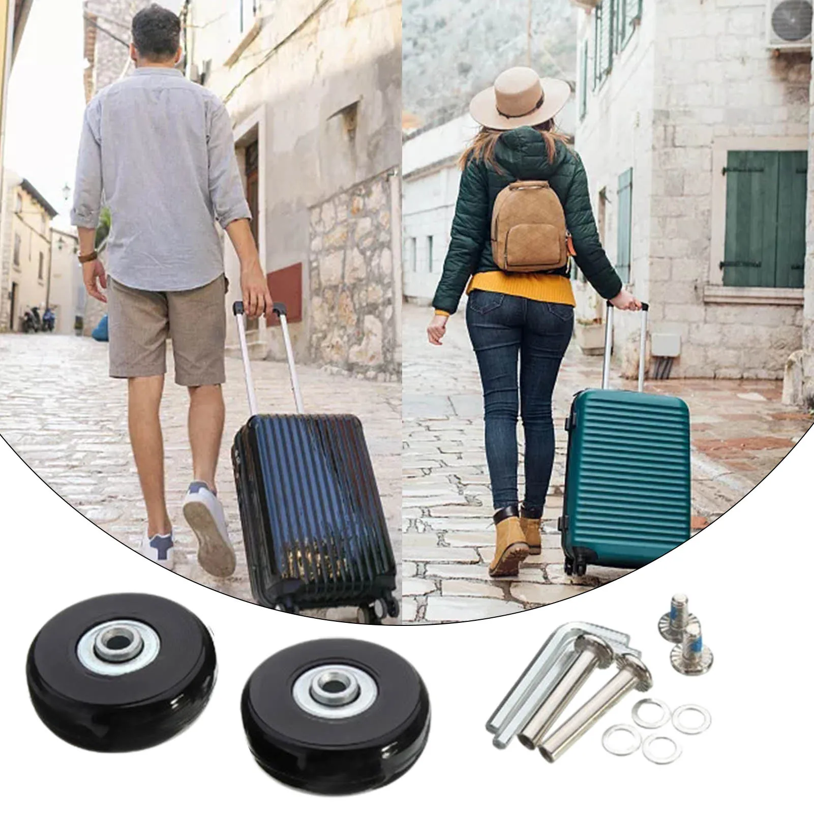 Luggage Wheel Replacement Kit 50 X 18mm Suitcase Wheels Repair Tool