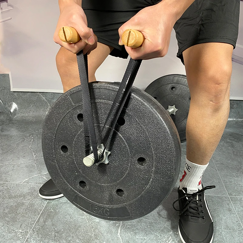 Wooden Pull Up Grips Chinning Gym Deadlift Barbell Bar Handle Ring