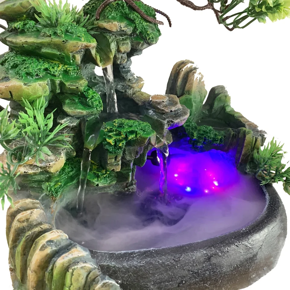 USB Powered Fountain Indoor Metal Waterfall Fountain 3-Tier Lotus De
