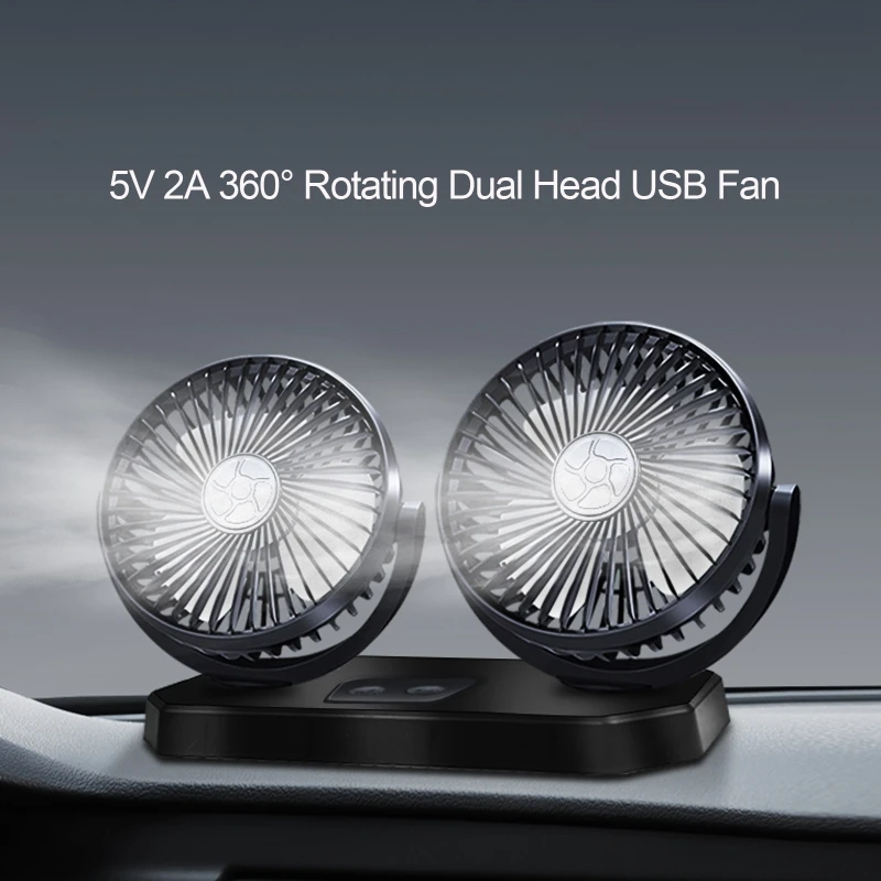 

Практичный вентилятор с питанием от USB, вентилятор с двойной головкой и вращением на 360 градусов для дома, офиса, настольного компьютера, автомобиля, летние охлаждающие принадлежности