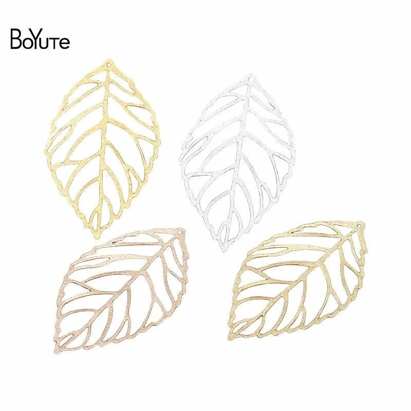 

BoYuTe (20 Pieces/Lot) 53*31MM Big Filigree Leaf Pendant Sheets Jewelry Accessories Diy Handmade Materials