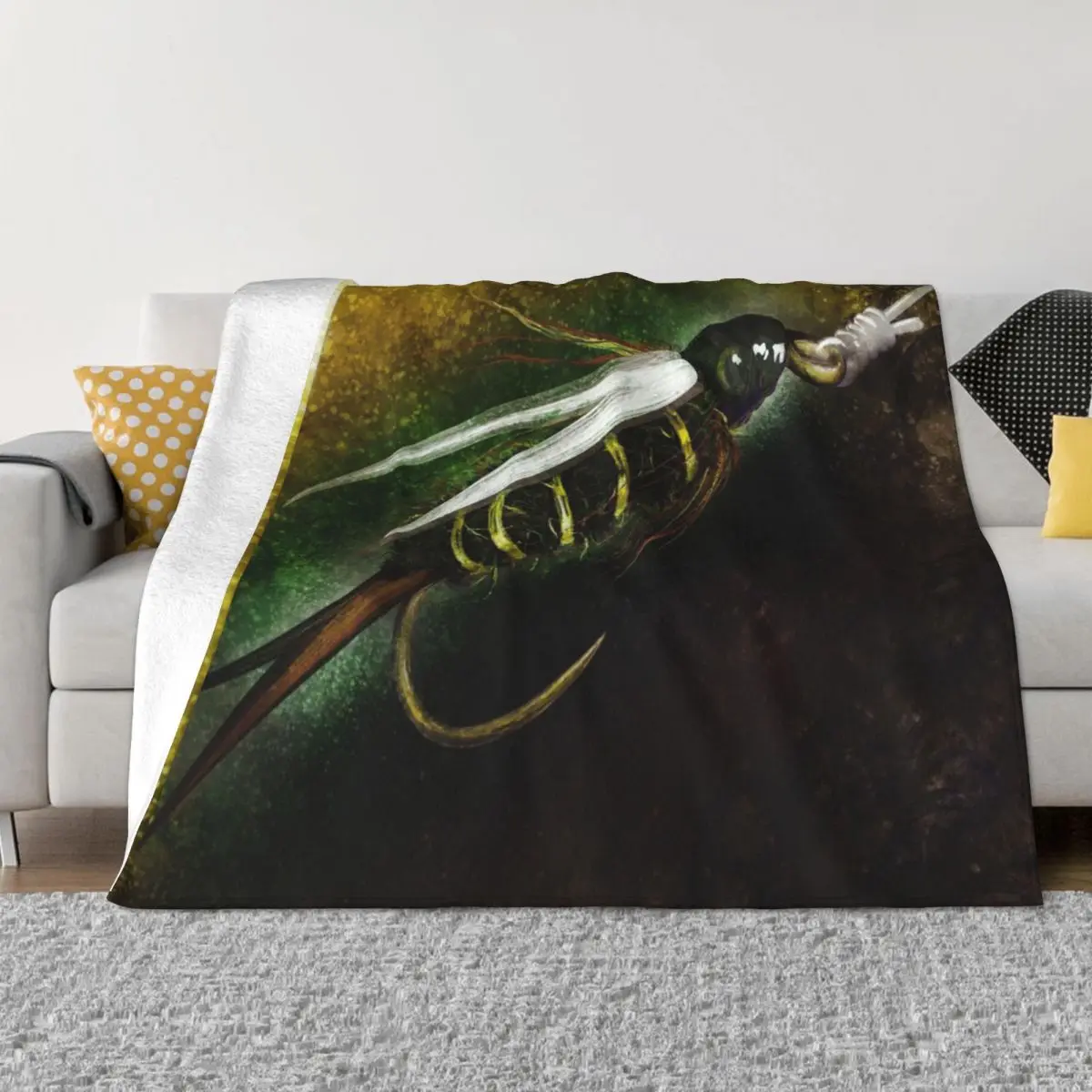 

Prince Nymph Fly Fishing Illustration Throw Blanket Soft Plush Plaid Plaid on the sofa Blankets