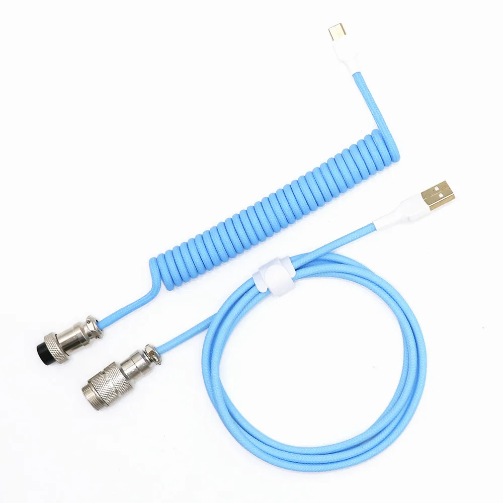 Cabo Enrolado Feito à Mão de Usb tipo c do Teclado da Bobina Mais Grosso l Forma Única Camada Sleeved Colorido Fosco Gx16 Elástico Cabo - Imagem 4
