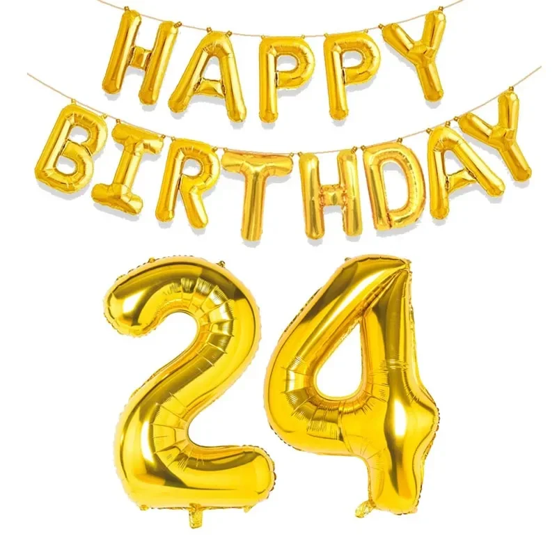 15 Stück Goldfolienballons „Happy Birthday“ und Zahlen für alle Altersgruppen von 10–60 Jahren, Party-Dekoration für Kinder und Erwachsene, versandfertig – Detail 17