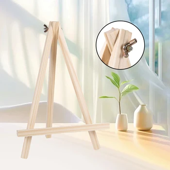 2Pcs Wood Mini Easel Frame Desktop Triangle Display Stand Wedding Table Card Stand Holder Children Painting Craft Artist Tripod 1