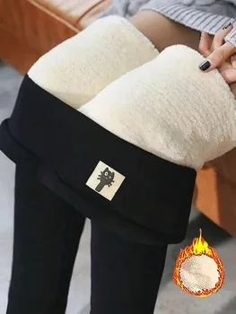 Winter Thicken Warm Leggings Women Lamb Cashmere Joggers High Waist Fleece Elastic Tights Warm Tights Pants Slim Velvet Legging 1