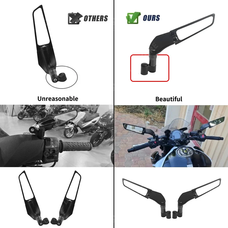 윈드 윙 사이드 백미러 조절식 회전 액세서리, 혼다 NC750 NC700 CB599 CB600 HORNET CBF600 1000 오토바이