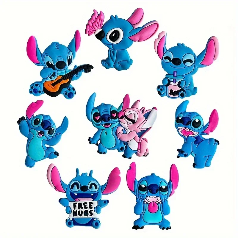 Shoe Charms 8PCS Miniso Stitch Series Shoe Buckles Cute Cartoon Pattern Detachable Decorative Accessories