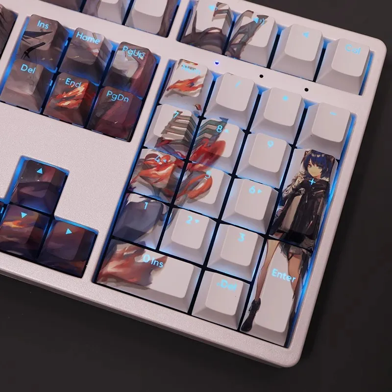 Teclado Arknights Mostima Backlit Anime Gaming Key Caps para Ansi 61 87 104 108 Teclas Grupo Layout de Pbt Teclados - Imagem 4
