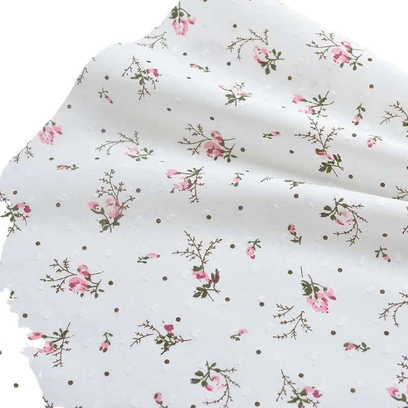 Cotton Fabric 150x50cm with Cut Flower and Scissor Pattern for Dresses Skirts and Children's Clothing