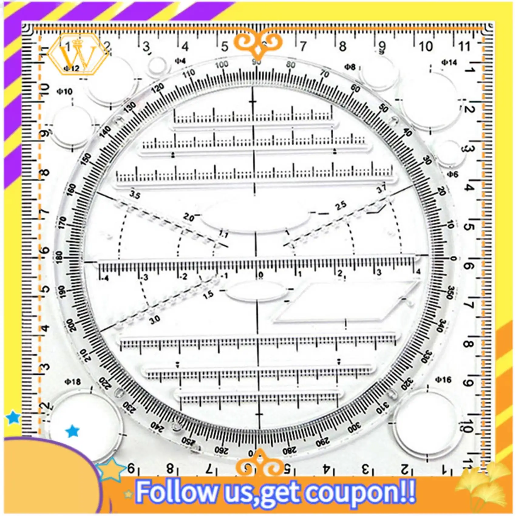 최신 다기능 원형 그리기 템플릿, 기하학적 그리기 도구, 측정 눈금자, 회전 각도