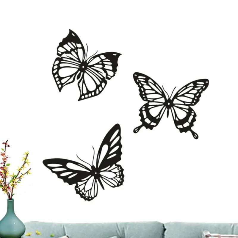 

3Pcs Metal butterfly hollow wall decoration spring iron butterfly Wall Art Hangings Sculpture for Indoors Outdoor Ornaments