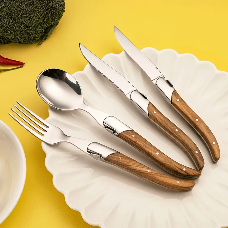 6pcs Laguiole Steak Knives Dinner Fork Table Knife Table