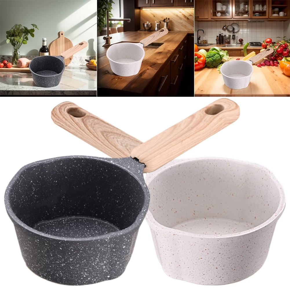 Poêle à Beurre Fondu Antiadhésive - 22,4x7,2x5,7 Cm - Acier Inoxydable Et Bois - Neuf