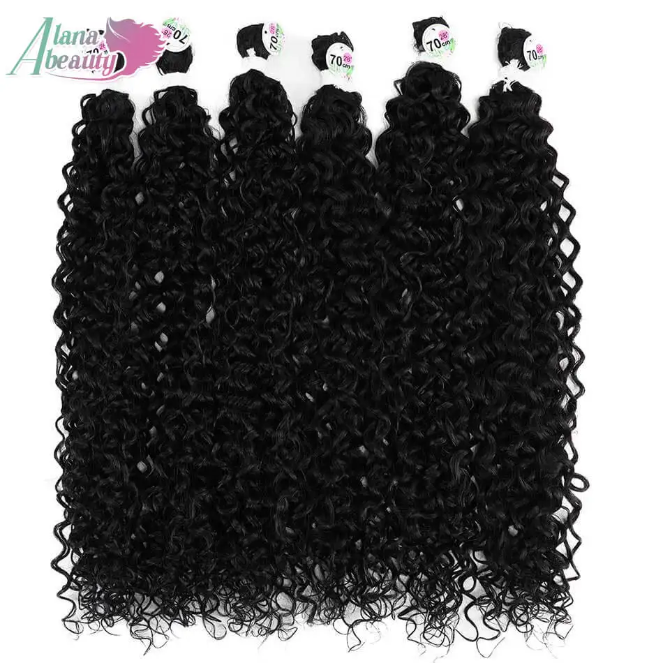 Synthetic Kinky Curly Hair Extensions Organic Long Jerry Curly Bundles Ombre Brown Fake Hair For Women Heat Resistant Wave