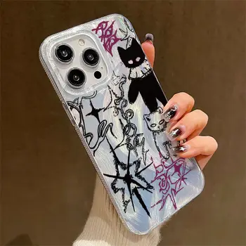 Cool Cat Graffiti Phone Case For iPhone 13 12 Mini 11 15 16 14 Pro Se 2020 XR X XS Max 7 8 Plus Silicone Trendy Luxury Cover Y2K - Image 5