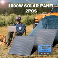 Panneau solaire 1000W 12V, module PV à haut rendement, système d'alimentation hors réseau pour camping-car, caravane, maison, camping en plein air, recharge de batterie 3