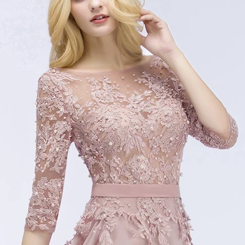 Vestidos Largos De Dama De Honor Junior Con Parte Superior De Encaje Rosa Claro main image 1