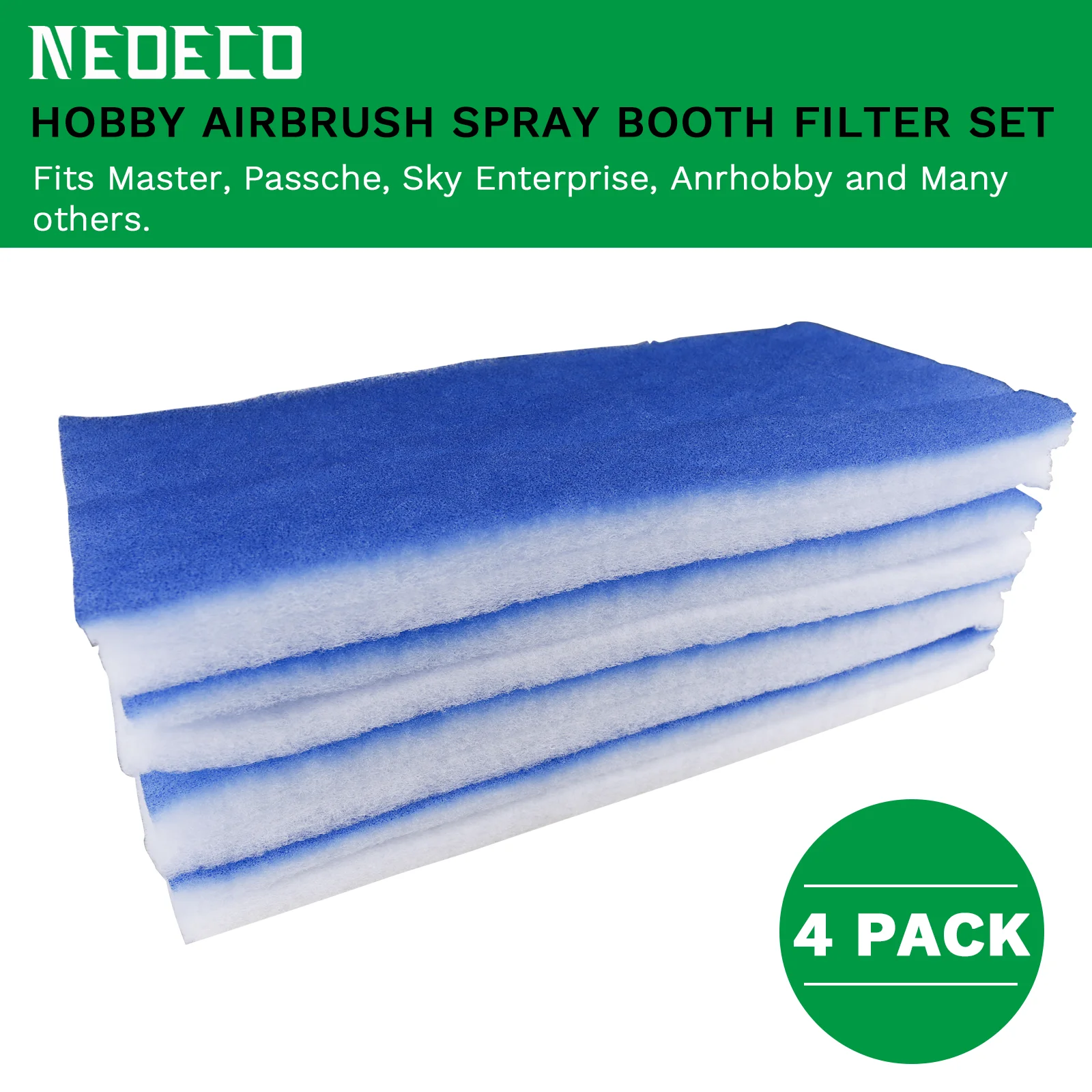 4pcs Airbrush Hobby Spray Booth Filter Set, Fits Master, Paasche, VIVOHOME, CO-Z, Anesty, imyyds, Replacement filter 5