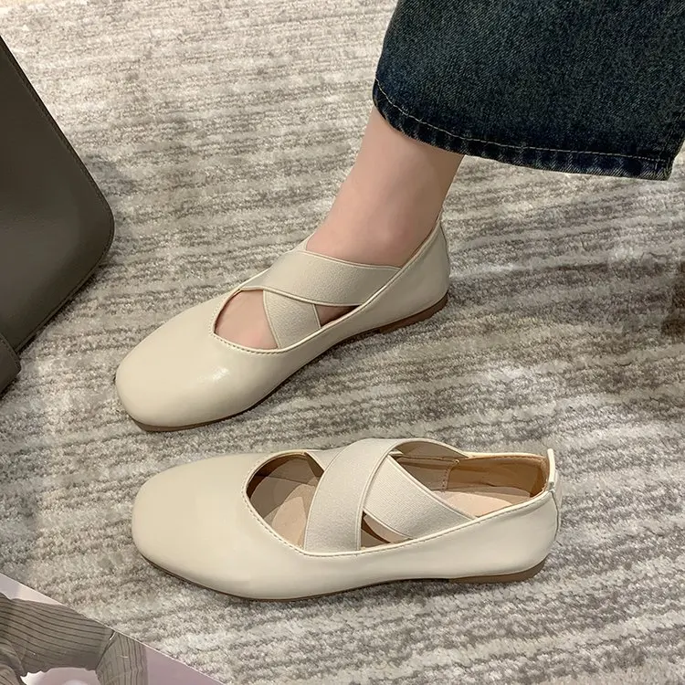 

Women's Flat Casual Square Toe Comfortable Walking Fall Shoes 2024 Designer Shallow Mouth Comfortable Simple Basic Style Retro