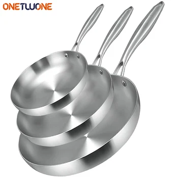 304 스테인레스 스틸 프라이팬, 논스틱 팬, 프라이드 스테이크 냄비, 코팅되지 않은 주방 조리기구, 가스 스토브 및 인덕션 쿠커