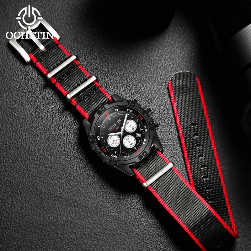 OCHSTIN creative nylon series multifunctional quartz movement hot models 2024 trend men's quartz watch wristwatch