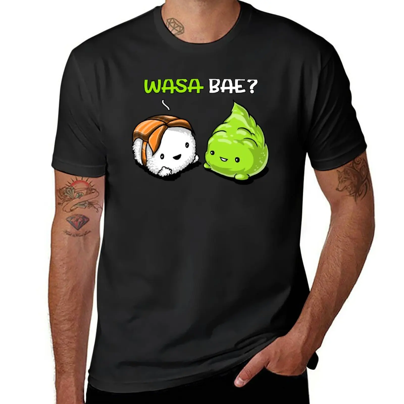 New Sushi Wasabi Wasa Bae T-Shirt Divertente Maglietta Hippie Vestiti Estate Top Mens Magliette Pack