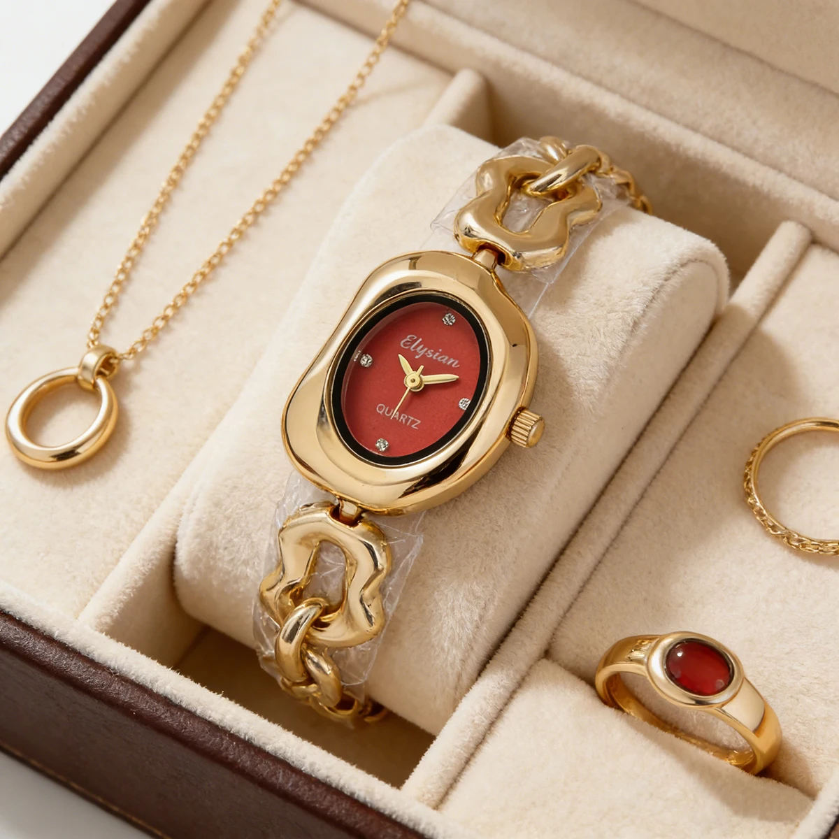 Chic Oval Dial Women's Watch with Chain Bracelet - Simple, Versatile, and Elegant