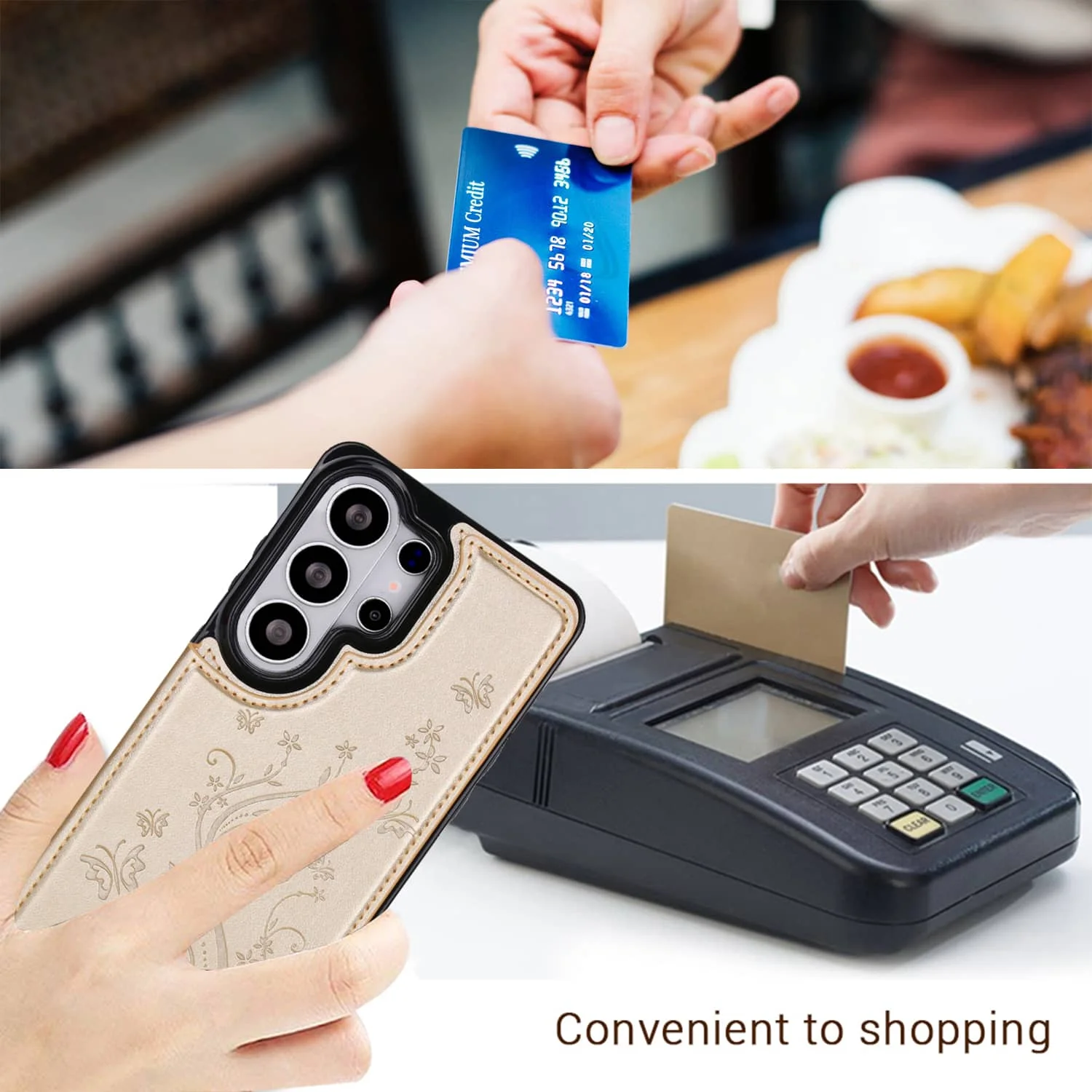 Floral Leather Wallet Phone Case with Stand and Card Holder, Double Magnetic Clasp