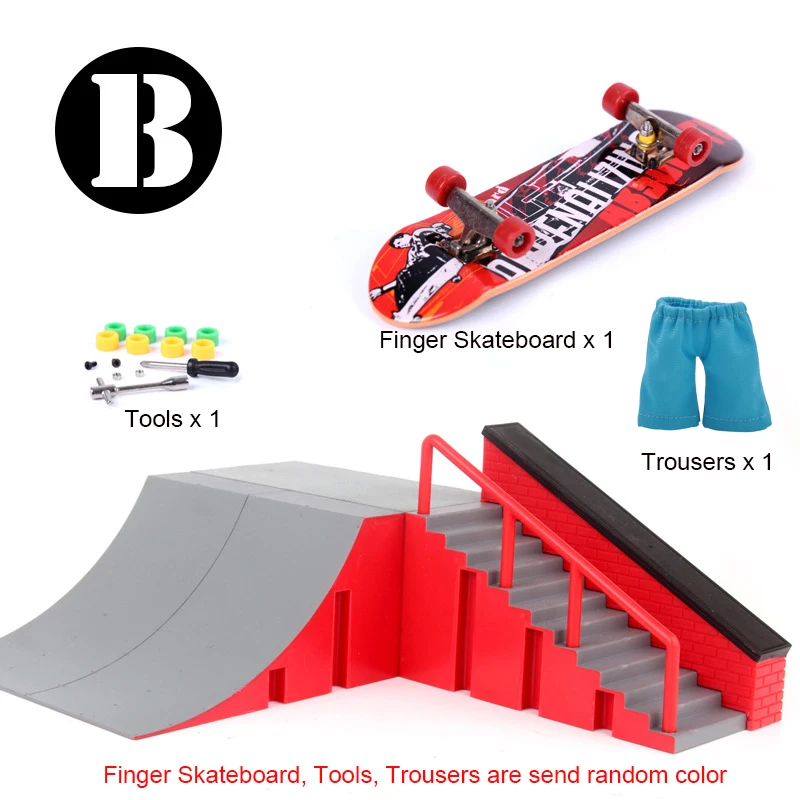 Deluxe Mini Finger Skateboard Park with Ramps and Stair Set - DIY Indoor Toy Kit