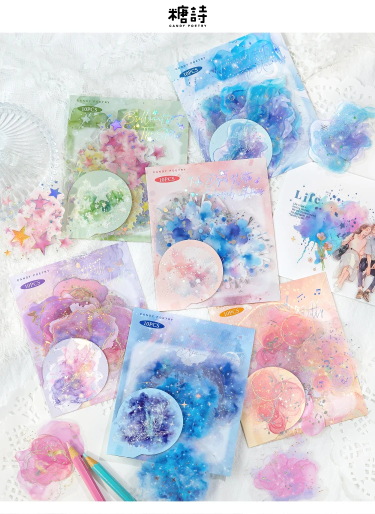 Watercolor spatter Sticker Pack Journaling School Accessories DIY Decorative Scrapbook Color Label Sticker Aesthetic Stationery