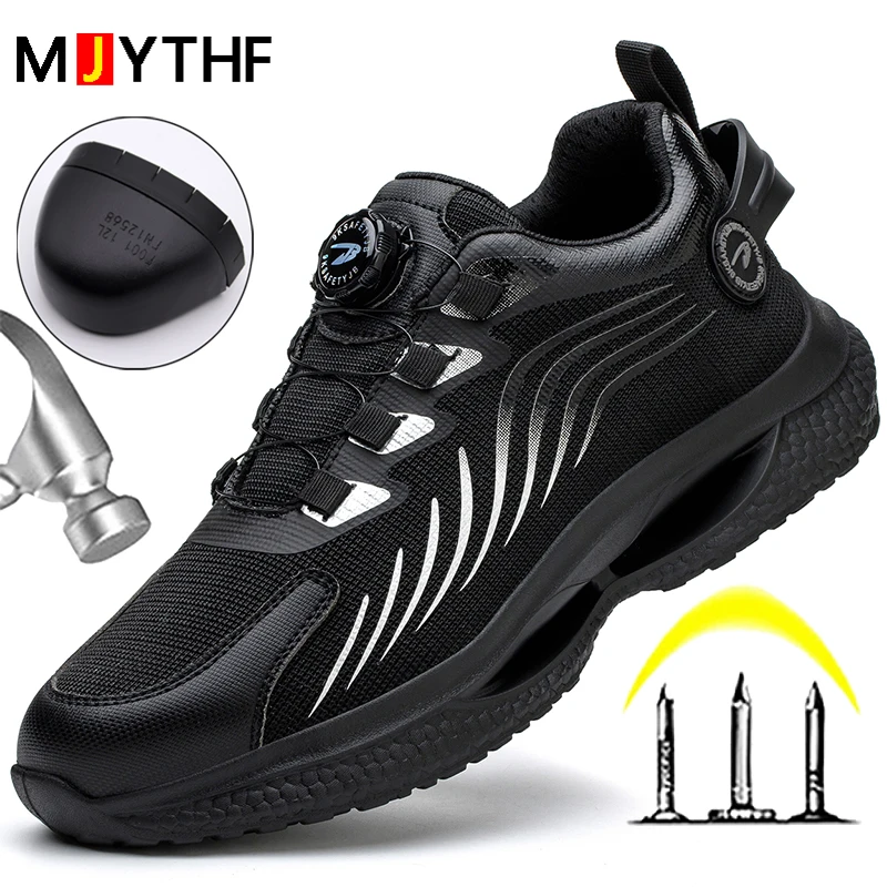 2024 Security Safety Shoes Men Rotating Button Work Sneakers Indestructible Shoes Puncture-Proof men Sport Shoes Steel Toe Boots