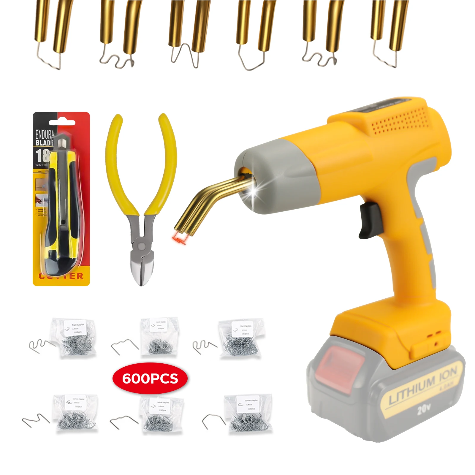 80W Plastic Welder Torch Kit for Dewalt 20V Max Li-ion Battery Car Repair Nail Welding Wire Tool with 600pcs Nails Welding Gun 80w plastic welder torch kit welding gun with 600pcs nails car repair nail welding wire tool for dewalt 20v max li ion battery