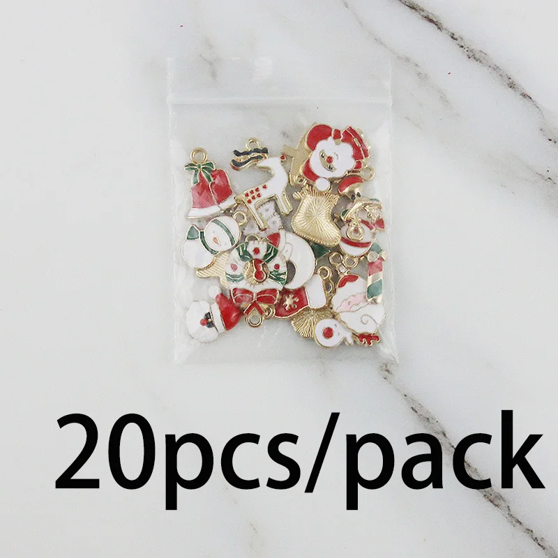 (20PCS/pack)Mini Metal Pendants Hanging Christmas Decoration Crafts Xmas Tree Elements Children Handmade Accessories