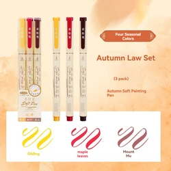 Vibrant Retro Lettering Art Marker Set - Multicolor Soft Brush Tips for Calligraphy & Aesthetic Creations (Autumn set)