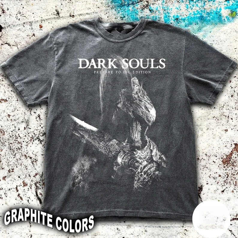 Dark Souls T-Shirt für Männer und Frauen, Oversized Gaming Vintage Y2K T-Shirt, Streetwear Grafik-T-Shirt, Geschenk für Frauen und Männer, Unisex-T-Shirt
