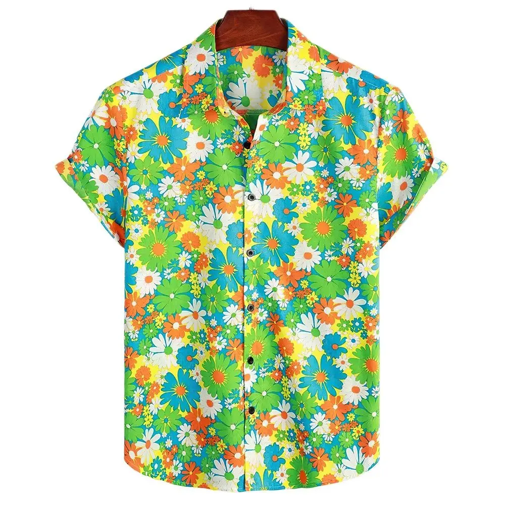 

Hawaiian Men's Shirt Floral Printed Harajuku Short Sleeve Casual Loose Streetwear Summer Beach Shirts For Male/Female Clothing