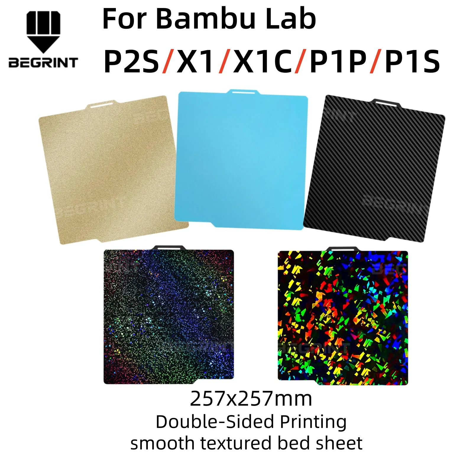 Bambu Lab Textured PEI Build Plate - 257x257mm Spring Steel