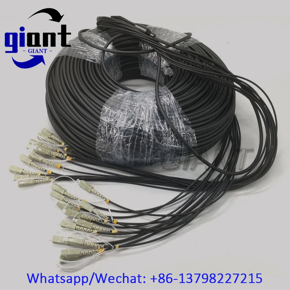 MM 12코어 200M OM3-150, 멀티모드 6.0mm TPU 블랙 아머드 케이블, SC/FC/LC/ST UPC 광섬유 아머드 패치 코드 릴 없음