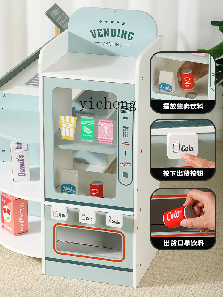 Tqh Kindergarten Scene Simulation Small Supermarket Wooden Toys 3-6 Years Old Children's Amusement Park Corner 5