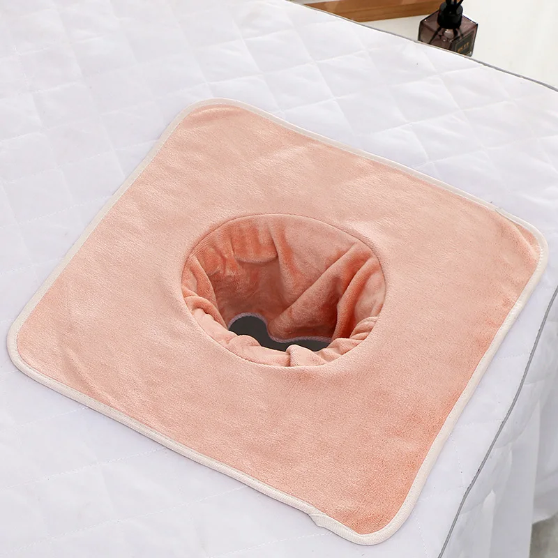 Thickened Velvet SPA Towel With Hole 35x35cm Beauty SPA Massage Table Planking Face Towel Salon Bedside Hole Towel Bed Bandana 5