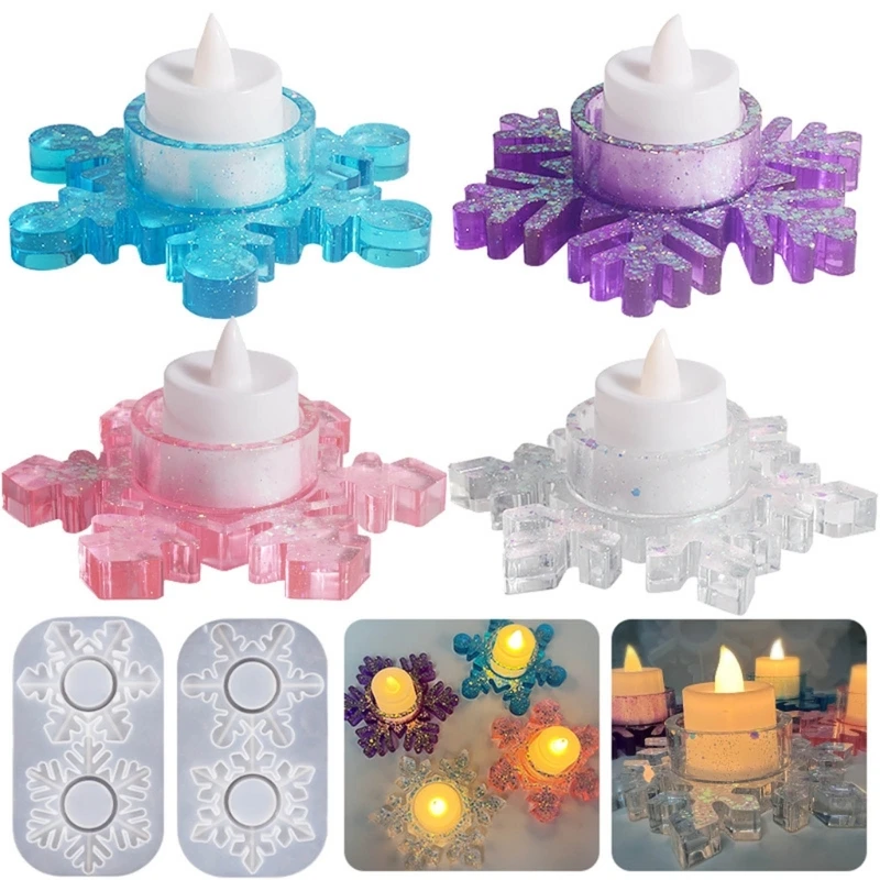 

DIY Snowflake Candle Holder Silicone Mould Great for Christmas Decoration Aromatherapy Crystal Candlestick Resin Molds