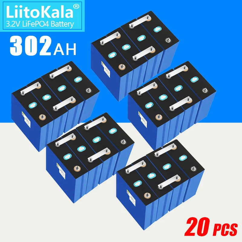 

20PCS 3.2V 302Ah Lifepo4 Battery LFP Cells Grade A 12V 24V 310A Rechargeable Battery Pack Deep Cycles With Busbars for Golf Cart