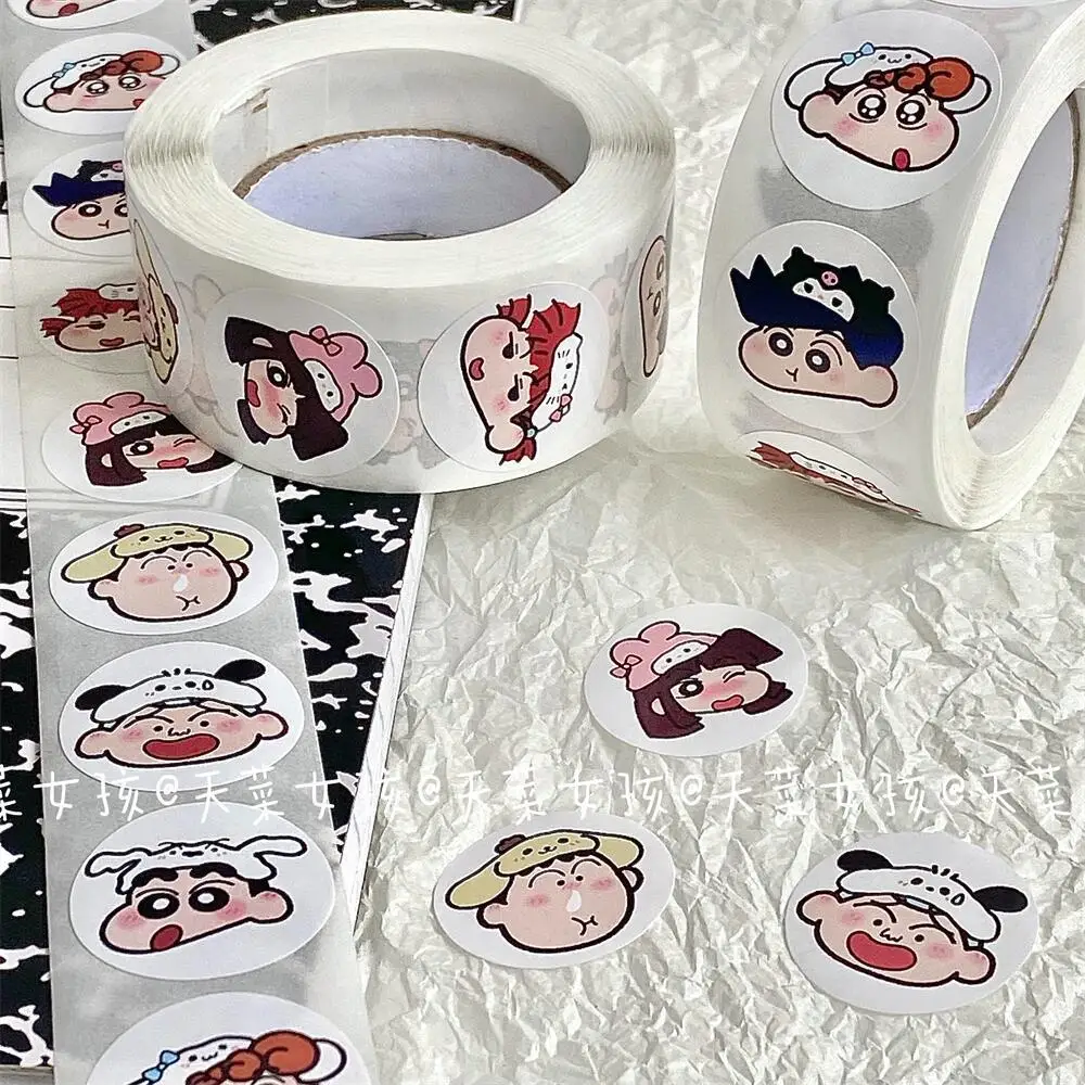 

2023new Cartoon Crayon Little New Girl Heart Sticker Tape Ins Decorative Sealing Stickers Wall Stickers Roll Stickers 500 Pieces