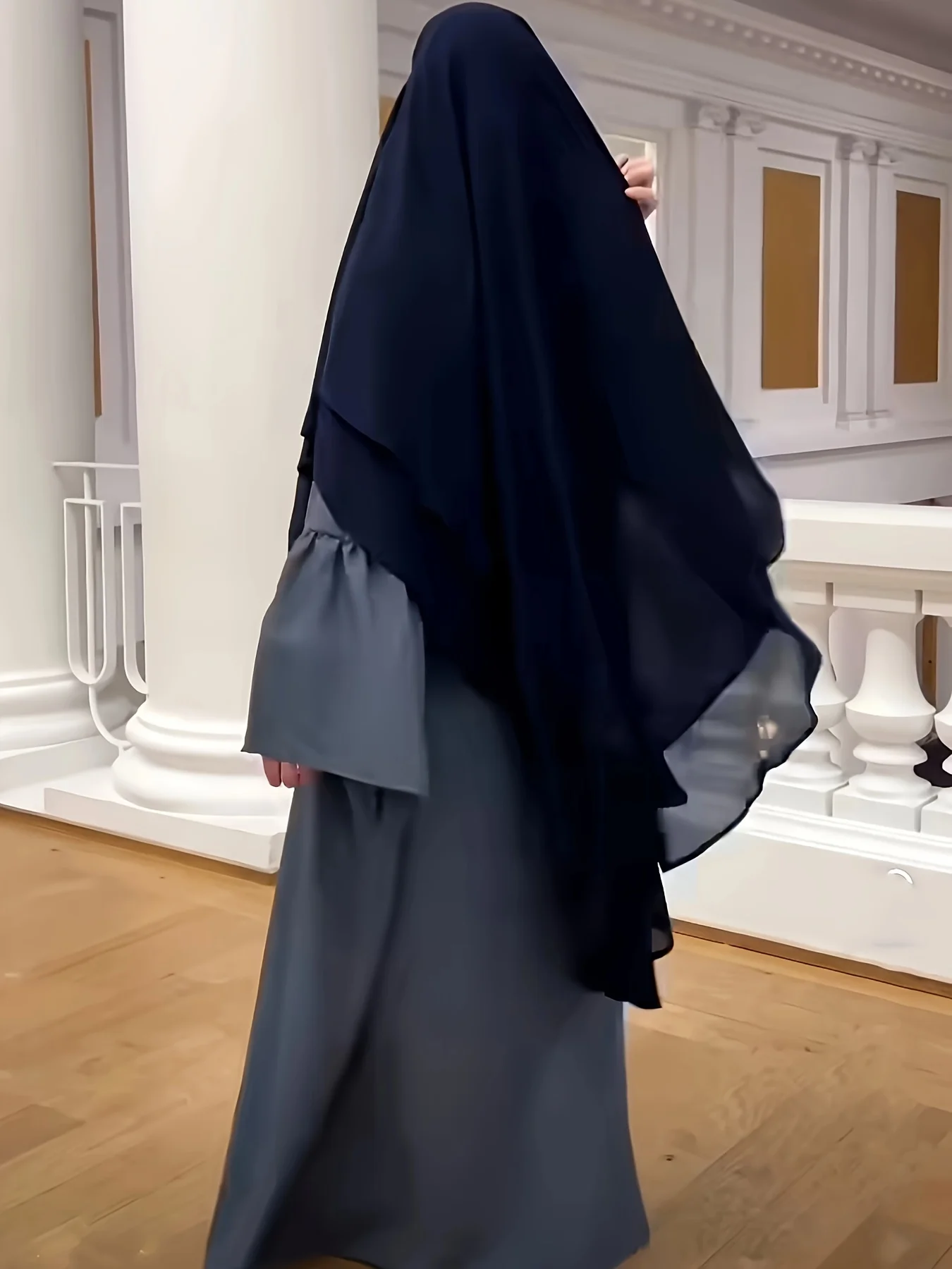 Ramadan Double Layer Chiffon Khimar, Solid Color Hijab Kebaya, Islam Women's Clothing