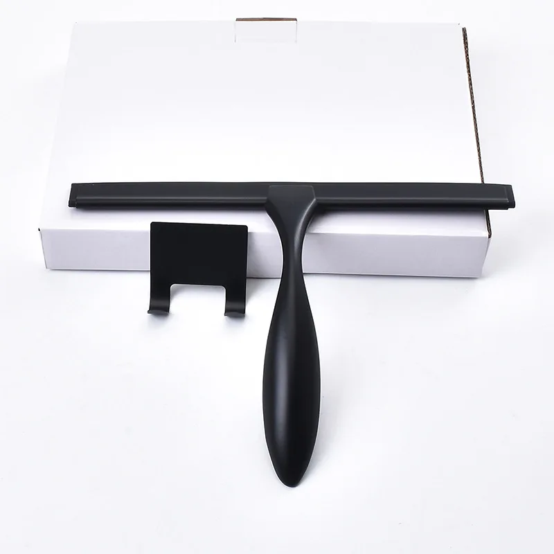 14'' INCH Shower Squeegee Silicone Rubber Wiper Scrape With Suction Cup Hook Black Color Glass Mirror Bathroom Cleaner 6