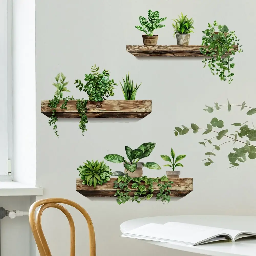 Wall Stickers Window Stickers Potted Plant Art Decorations for Dining Room Removable Self-adhesive