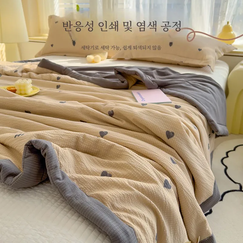 클래스 A 버블 천 여름 시원함 에어컨 호환 가능 세탁 가능 폴리에스터 섬유 충전 빈형 어린이용 봄 가을 스타일 인용 기숙사용 경량 담요