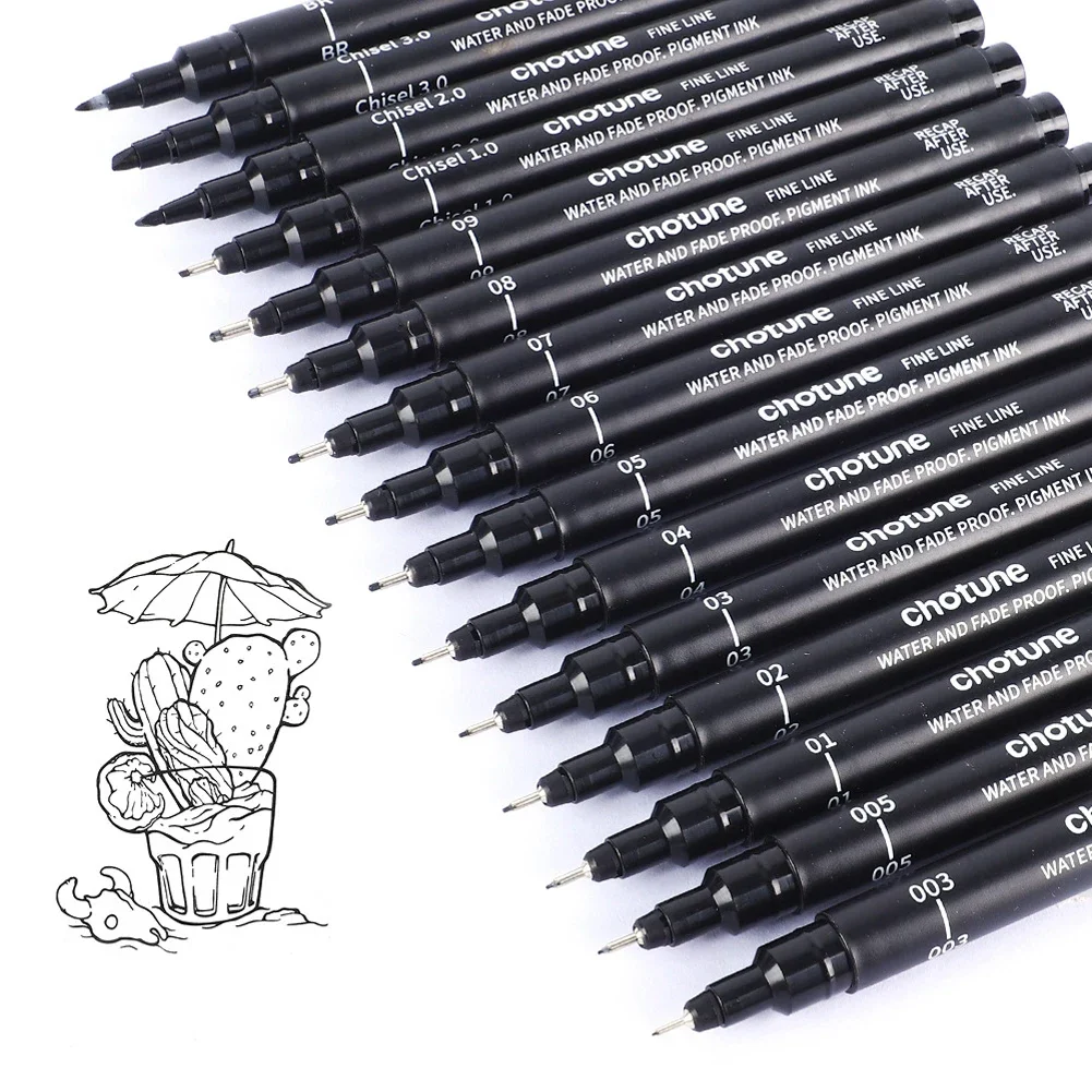 Drawing Micron Graphic Needle Pen Black Sketch Hook Line Pen 005 01 02 03 04 05 07 08 1.0 2.0 3.0 Brush Fine Lines